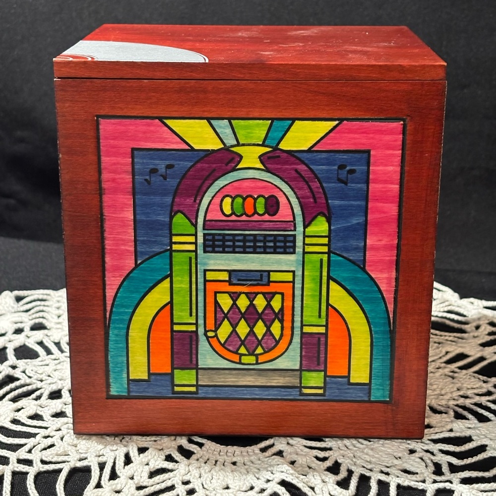 Retro Jukebox Wooden Decor Box | Vintage Music Collector Decor and Storage